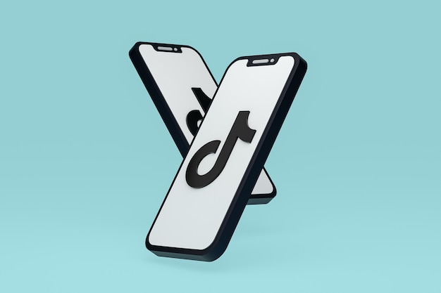 Tiktok icon on screen smartphone or mobile phone 3d render