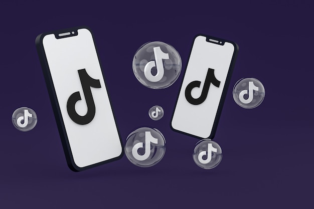 Tiktok icon on screen smartphone or mobile phone 3d render