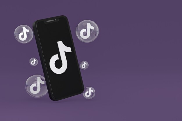 Tiktok icon on screen smartphone or mobile phone 3d render