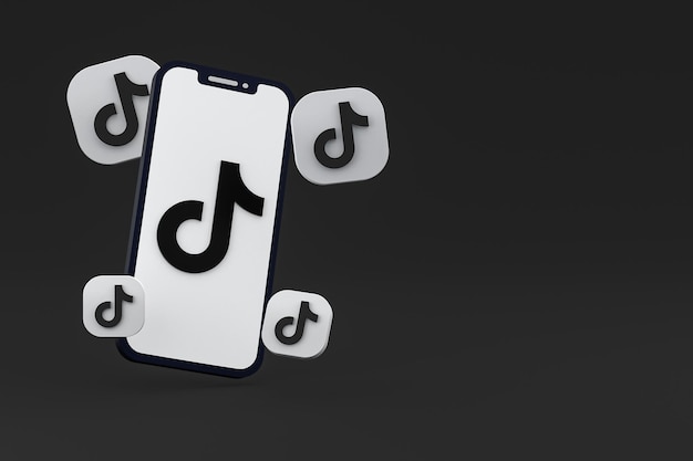 Tiktok icon on screen smartphone or mobile phone 3d render