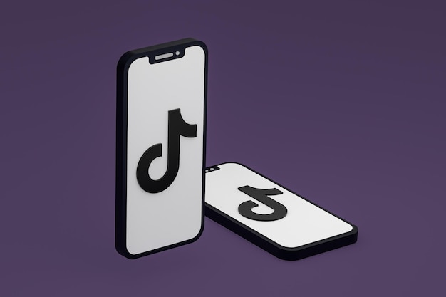 화면 스마트폰 또는 휴대 전화 3d 렌더링에 Tiktok 아이콘