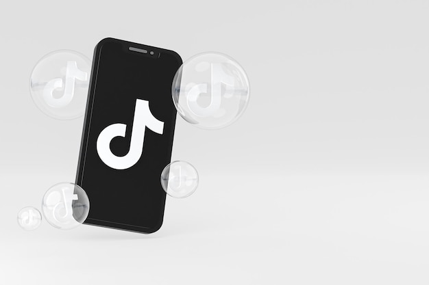 Icona tiktok sul rendering 3d dello smartphone o del telefono cellulare