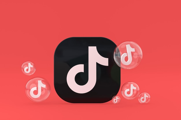 화면 스마트폰 또는 휴대 전화 3d 렌더링에 Tiktok 아이콘