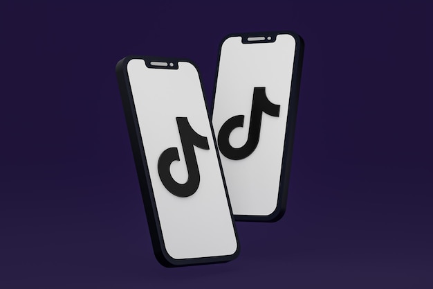 Tiktok icon on screen smartphone or mobile phone 3d render