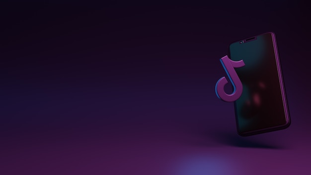 Tiktok icon with smartphone app 3d rendering for social media ad