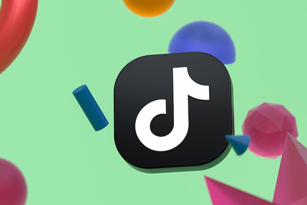 Tiktok logo on abstract geometry background