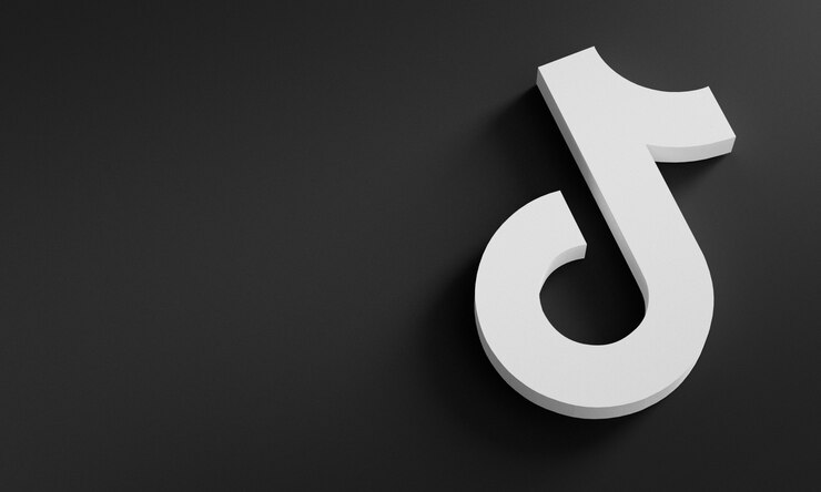 Фотография tiktok logo минимальный простой дизайн шаблона. копировать космос 3d