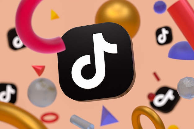 Tiktok-logo op abstracte geometrie achtergrond