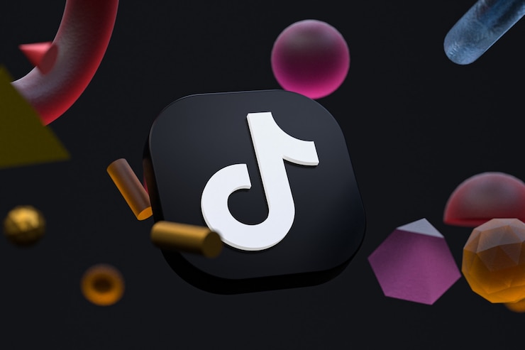 Foto tiktok-logo op abstracte geometrie