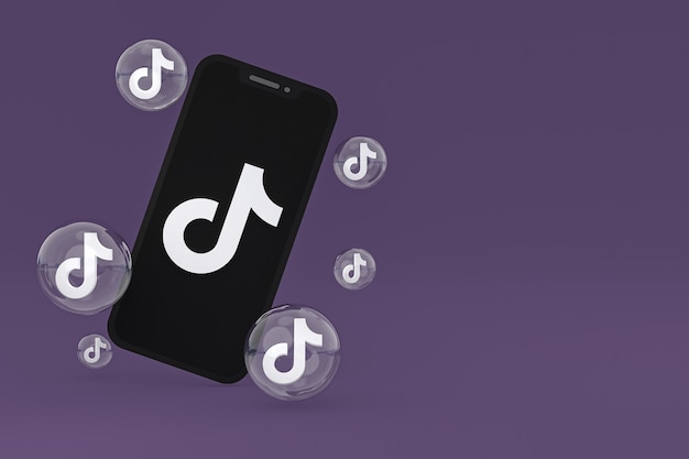 Tiktok-pictogram op scherm smartphone of mobiele telefoon 3d render