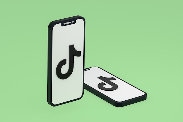 Tiktok-pictogram op scherm smartphone of mobiele telefoon 3d render