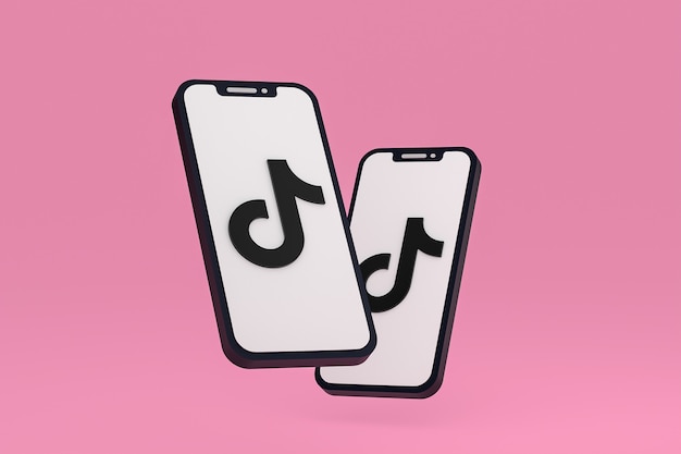 Tiktok-pictogram op scherm smartphone of mobiele telefoon 3d render