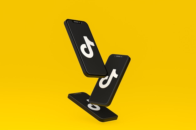 Tiktok-pictogram op scherm smartphone of mobiele telefoon 3d render