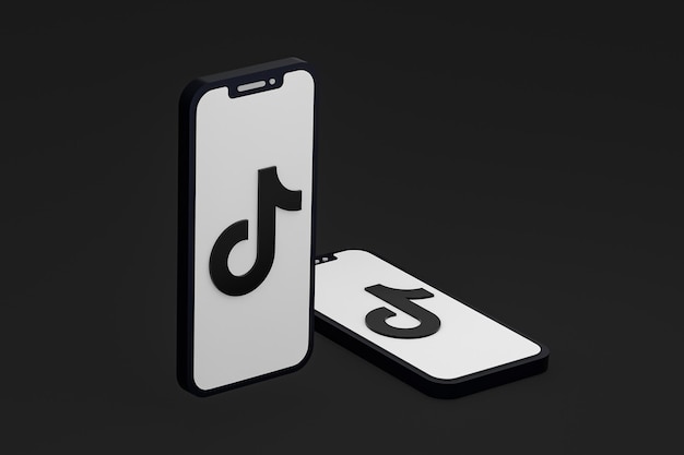 Tiktok-pictogram op scherm smartphone of mobiele telefoon 3d render