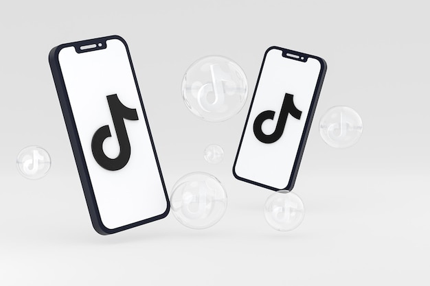 Tiktok-pictogram op scherm smartphone of mobiele telefoon 3d render