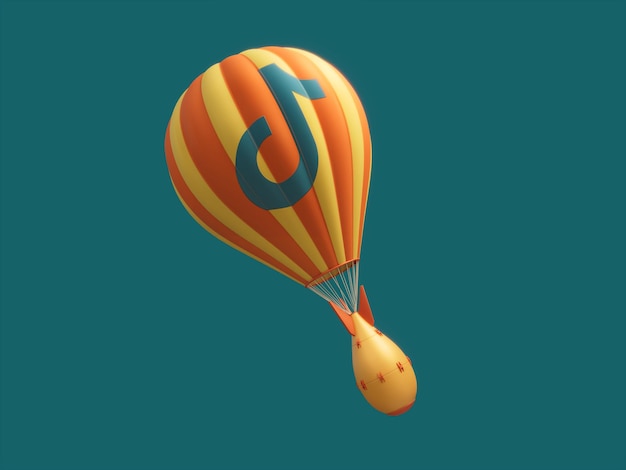 Tiktok Social Media Nuclear Bomb Drop Torpedo Parachute Balloon 3D Illustration