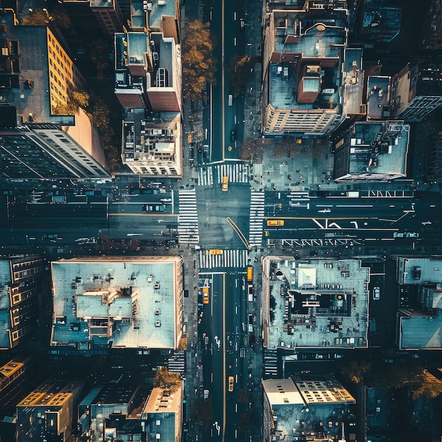 사진 tileable repetitive pattern seamless aerial view of a city street in daylight by generative ai (일광의 도시 거리의 원활한 항공 시각)