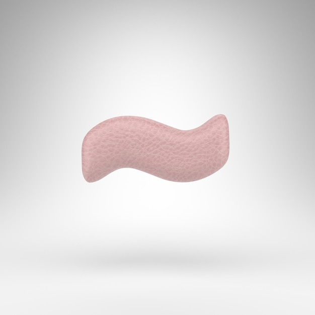 흰색 바탕에 틸다 기호입니다. 핑크 가죽 3D 렌더링된 기호 피부 질감.