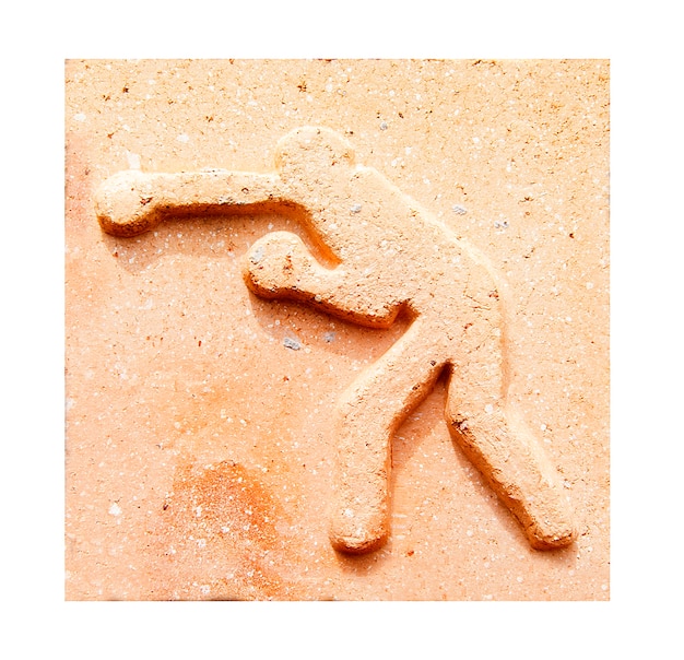 Tile baked clay design sports icon. Boxing.