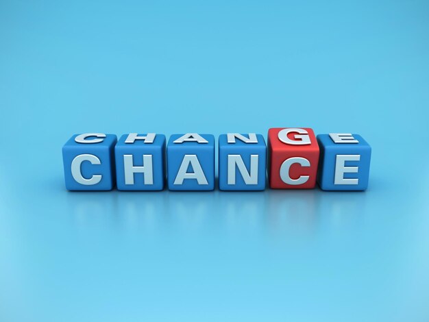 CHANCE에서 CHANGE 단어로 변경되는 타일 블록