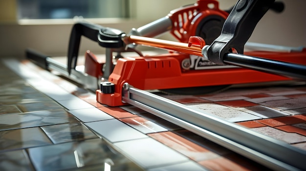 Tile cutter in actie