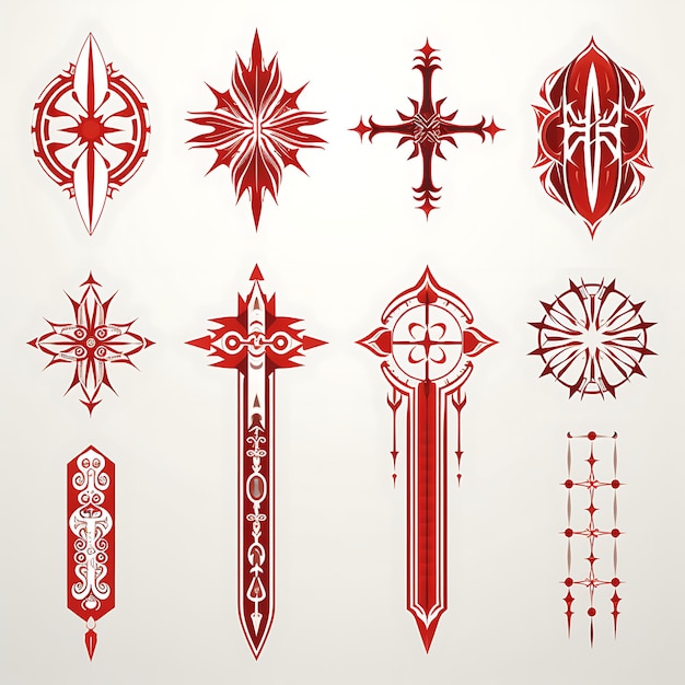 Tile Pattern Templar With Shape Sword Like Decoration With Cross Pattee L creative collection idea