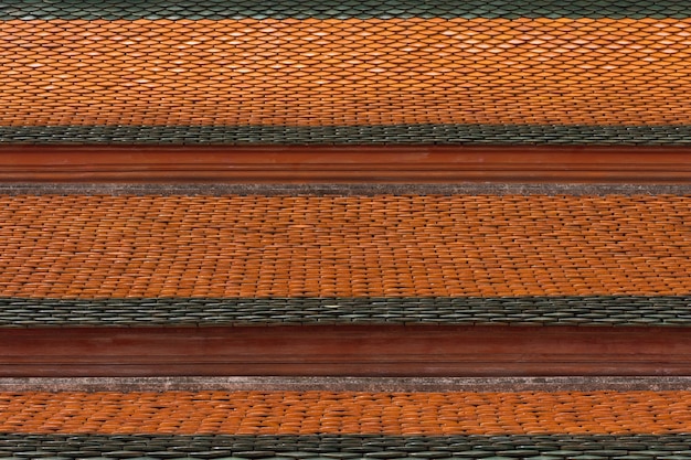 Tile roof of old Thai temple