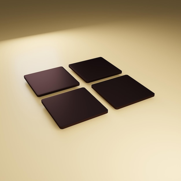 Tiled Brown Square in Perspective 3D Scene