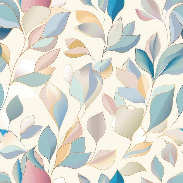 Tiled seamless floral pattern with blue and golden flowers Texture