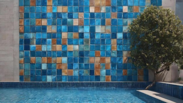 Tiled wall architecture blue pool