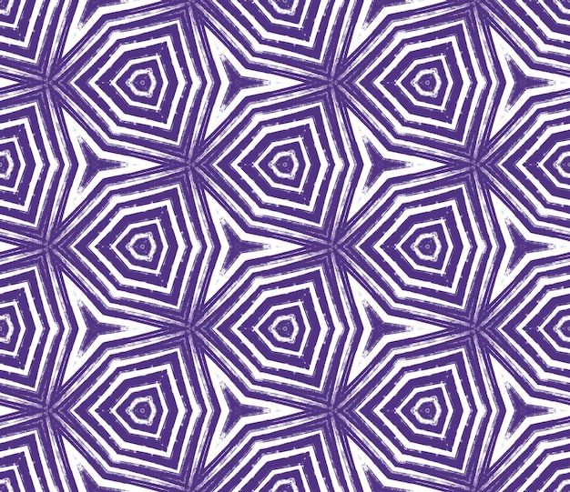 Tiled watercolor pattern. Purple symmetrical kaleidoscope background. Hand painted tiled watercolor seamless. Textile ready curious print, swimwear fabric, wallpaper, wrapping.