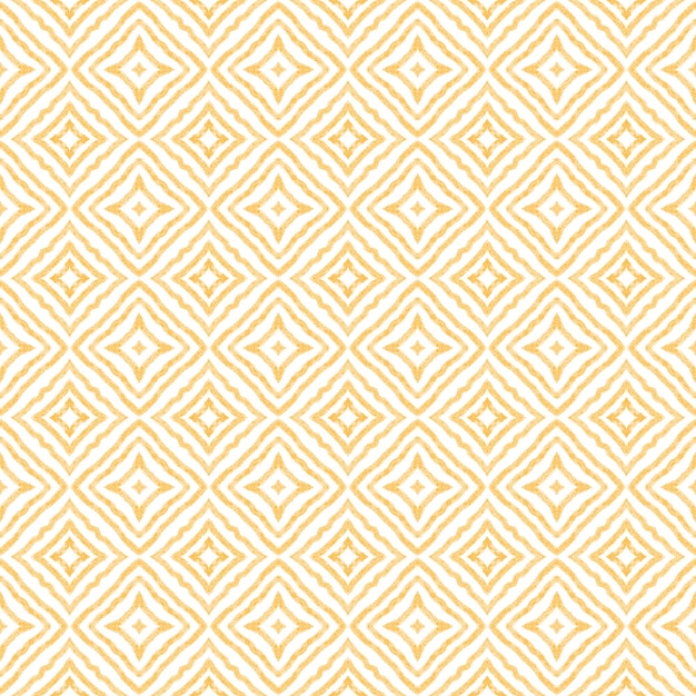 Tiled watercolor pattern. Yellow symmetrical kaleidoscope background. Hand painted tiled watercolor seamless. Textile ready indelible print, swimwear fabric, wallpaper, wrapping.