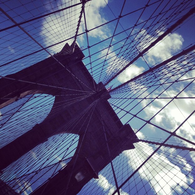 Photo tilt image of brooklyn bridge against sky