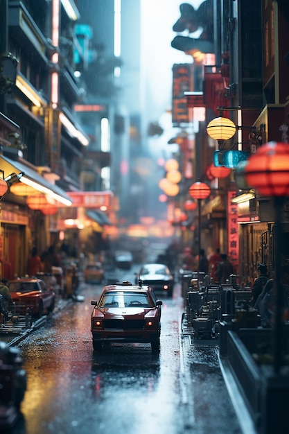 tilt shift anamorfe analoge foto van blade runner 2049