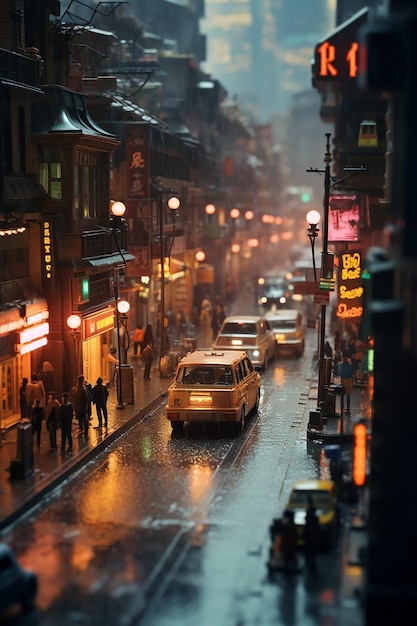 Photo tilt shift anamorphic analog photograph of blade runner 2049