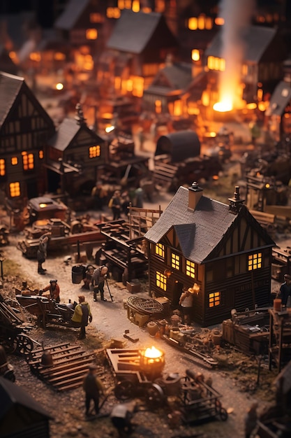 Tilt Shift Photo of City Smithy and Foundry Focusing on the Bustling Me Medieval Old Creative Idea