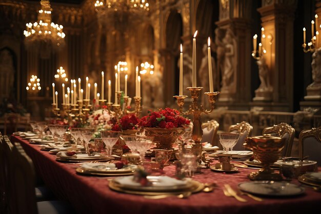 Tilt Shift Photo of Nobles Lavish Banquet a Sumptuous Feast Hosted in a Medieval Old Creative Idea