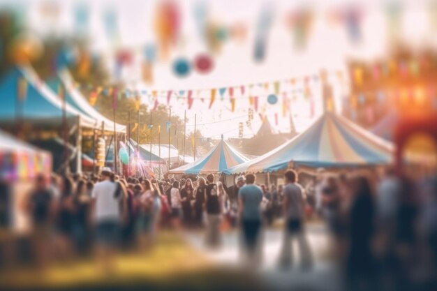 Tilt shift vervagingseffect Abstract zomerfestival met bokeh Generatieve AI