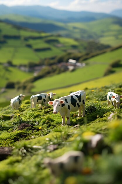 Tiltshift photoshoot beauty and creative of a cowherd taken with a tiltshift len