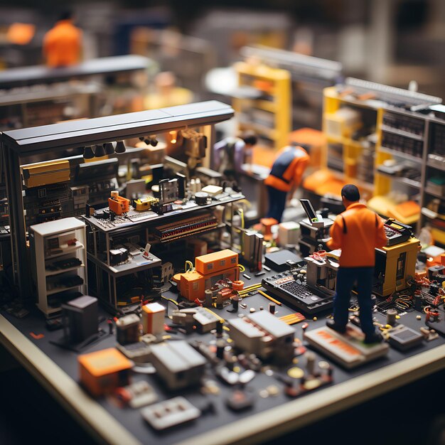 Стиль фотосессии Tiltshift с передовыми технологиями демонстрирует современный уникальный и футуристический вид