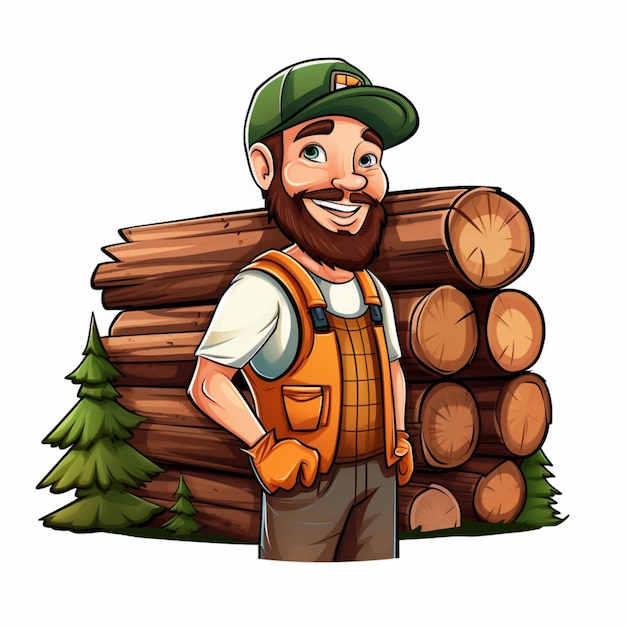 Photo timber 2d cartoon vector illustration on white background