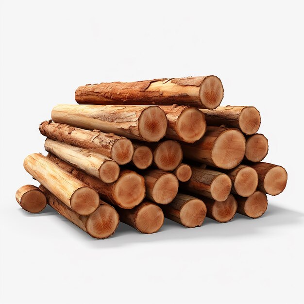 Foto pila di tronchi di legno su uno sfondo trasparente