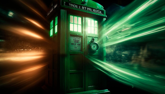 Капсула времени Мистическая светящаяся английская телефонная будка с символами для путешествий во времени