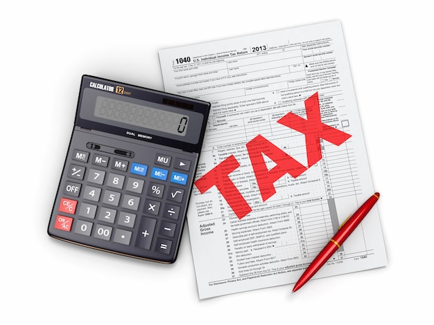 Фото Время налогов. налоговая декларация 1040, калькулятор и карандаш