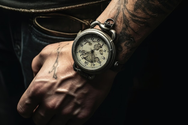 Time in Hand Close Up of a Wristwatch