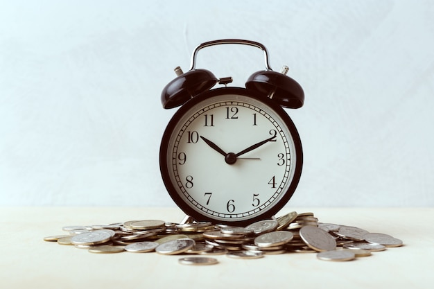 Time is money, table clock with coins