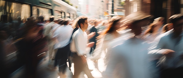 Photo time lapse of people walking in the city