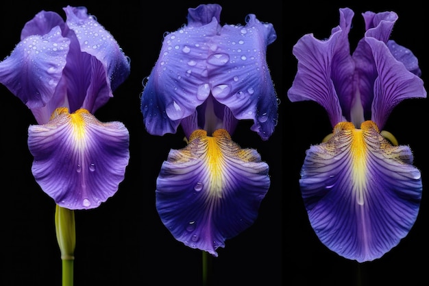 Time lapse series of Iris flower opening its petals