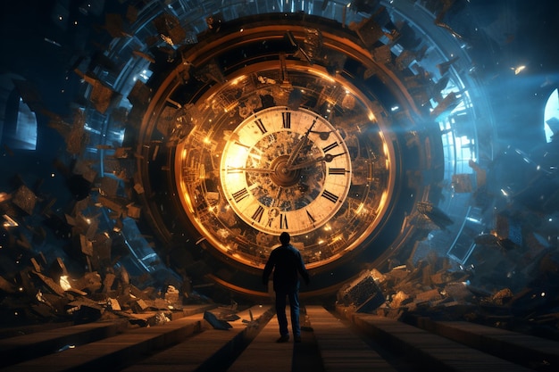 Photo the time machine surrounded by swirling vortexes o 00714 02