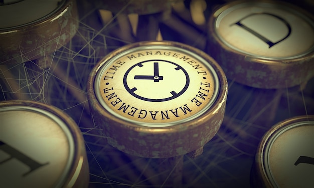 Time Management Button on Old Typewriter. Business Concept.